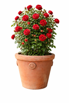 Pot rond en terre cuite d’Impruneta – rosaces décoratives et bord large classique